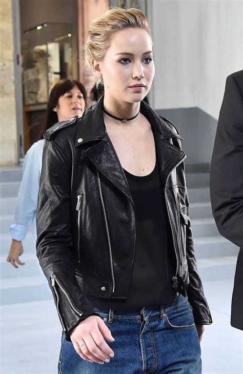 jenefer laurence in chritian dior leather jacket|jennifer lawrence Dior fashion show.